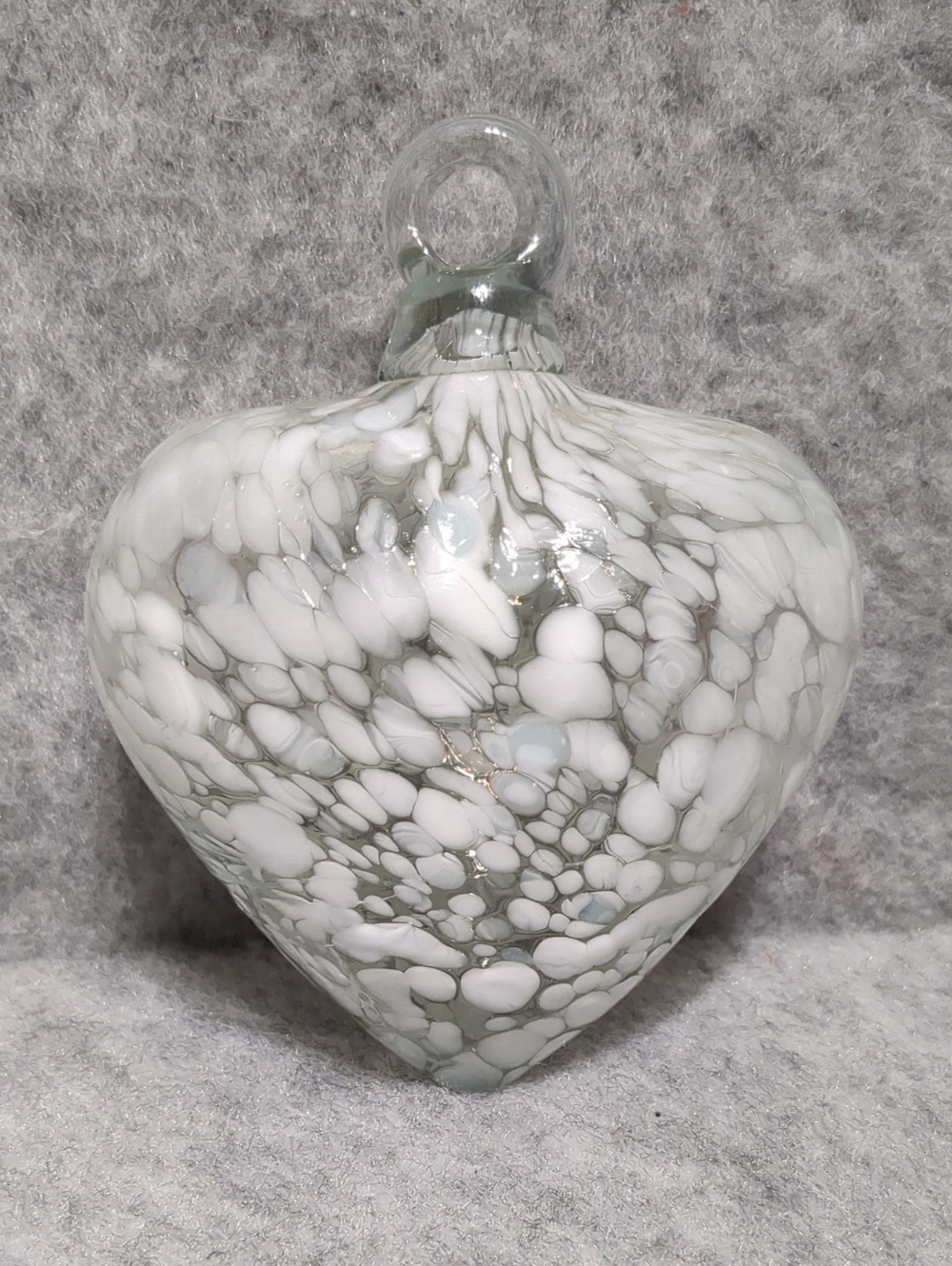 Art Glass Heart Ornament White Heart Hanging Decor